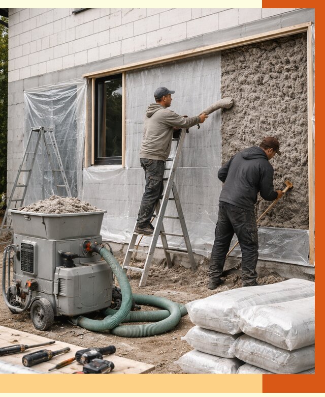 Утепление дома из газобетона эковатой в Махачкале от 4660 руб./м2 | ТепломастерМхч