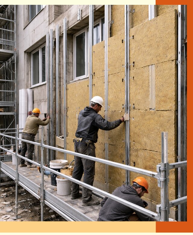 Утепление вентилируемого фасада в Махачкале от 5799 руб/м2 — монтаж и утепление вентфасад | ТепломастерМхч